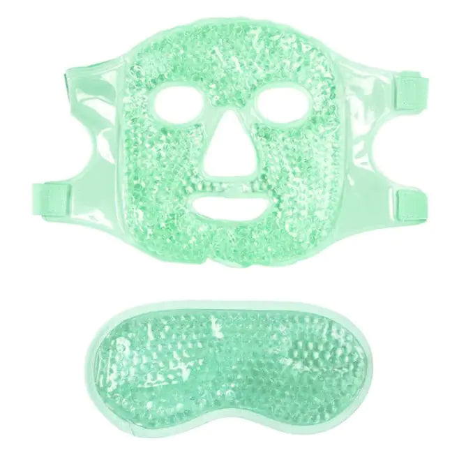 cold and hot heat facial mask set green