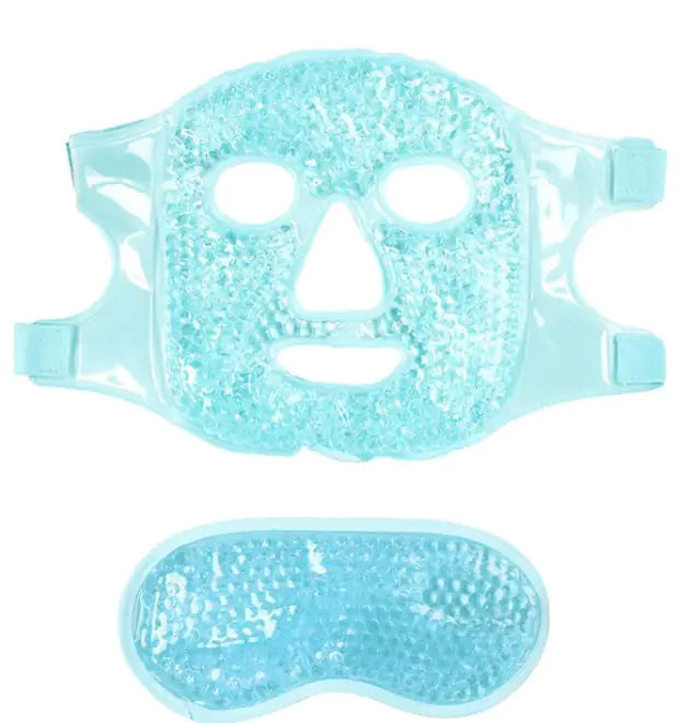 cold and hot heat facial mask set light blue